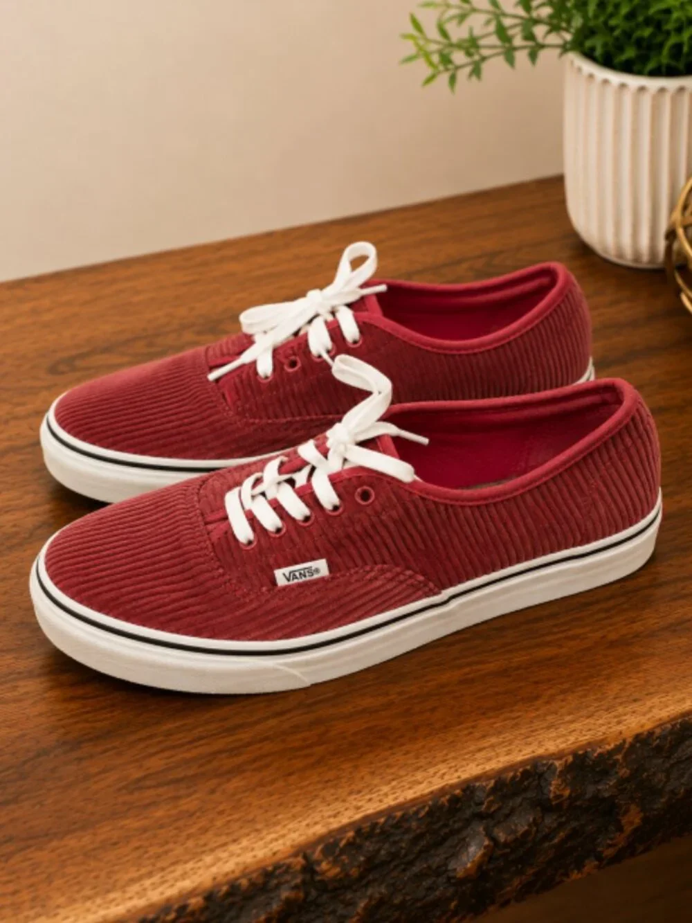 Vans Authentic Corduroy Low Top Sneakers Vibrant Red Mens 7.5M Women 9M NWOT
